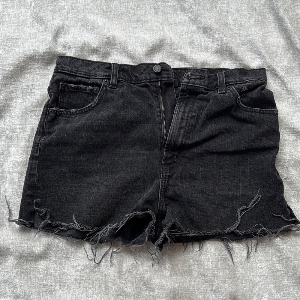 BDG Black Jean Shorts Distressed Frayed Hem